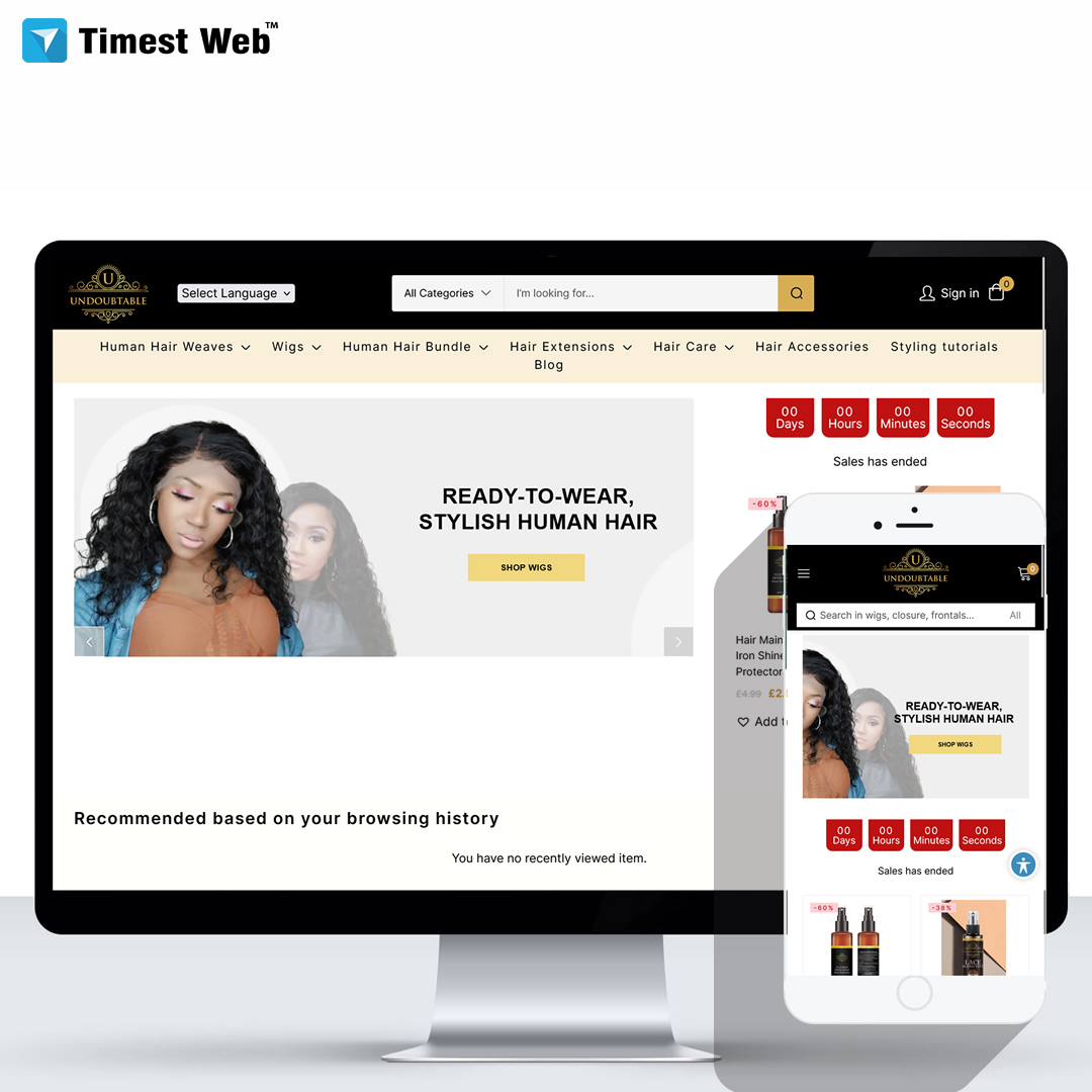 Wig store in UK | eCommerce website in UK | Timest Web | Website Designer in London